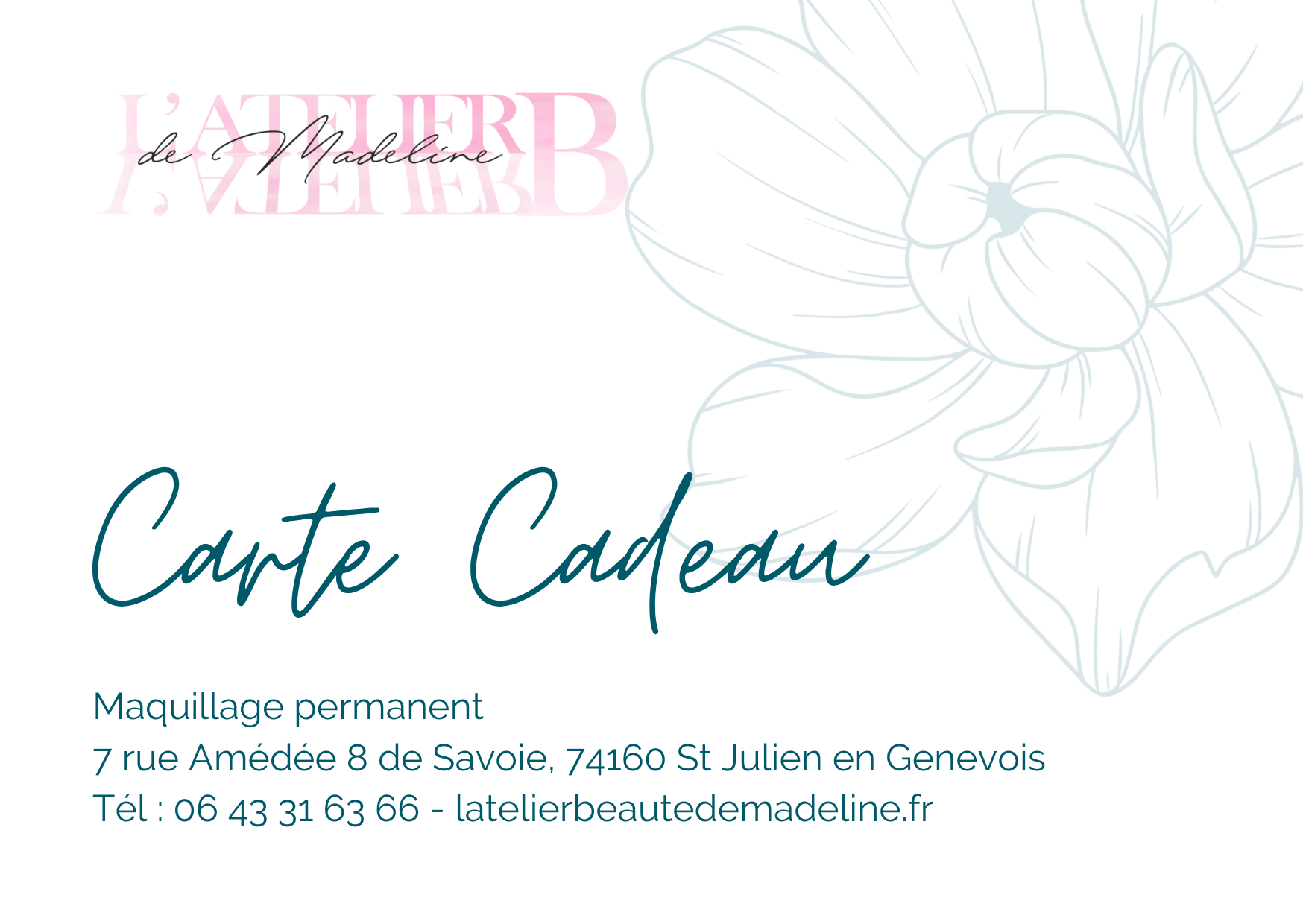 carte cadeau l'atelier beauté de Madeline
